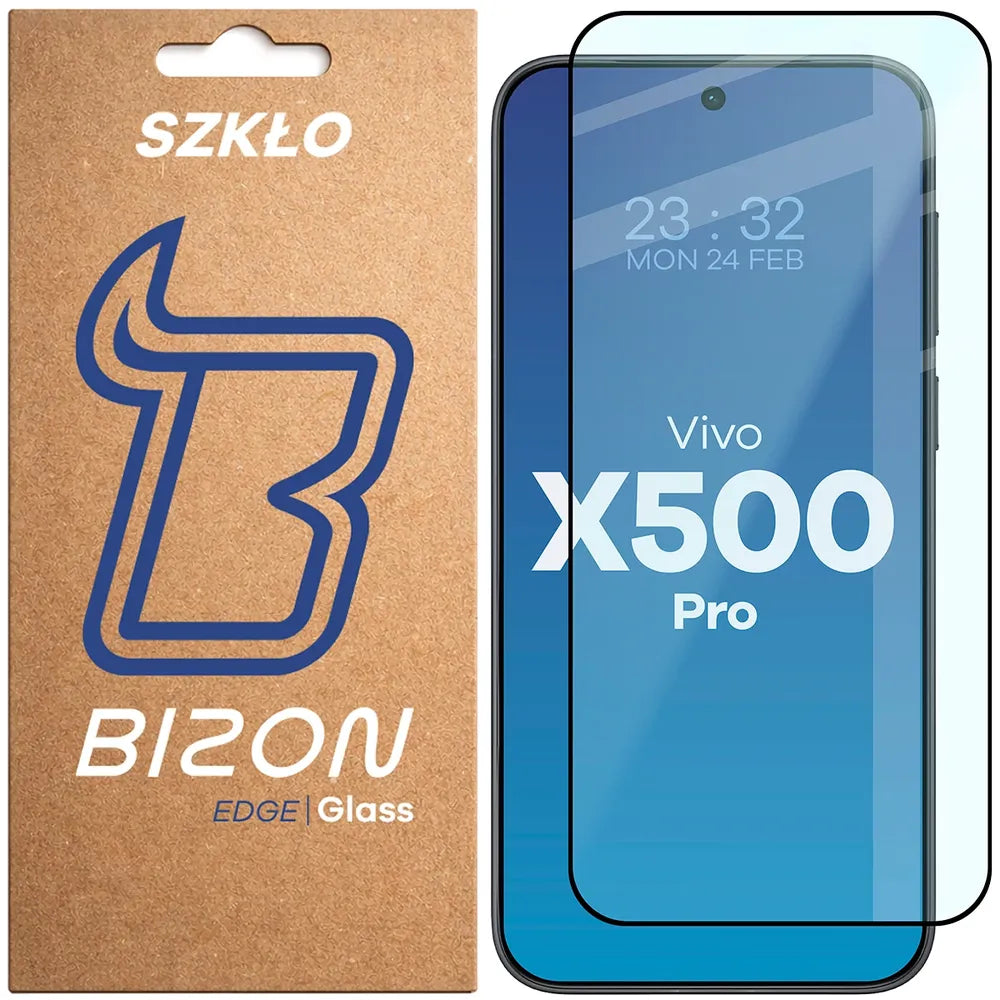 Gehärtetes Glas für Vivo X500 Pro, Bizon Glass Edge, Schwarzer Rahmen (1/4)