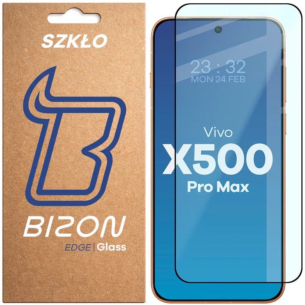 Gehärtetes Glas für Vivo X500 Pro Max, Bizon Glass Edge, Schwarzer Rahmen (1/4)