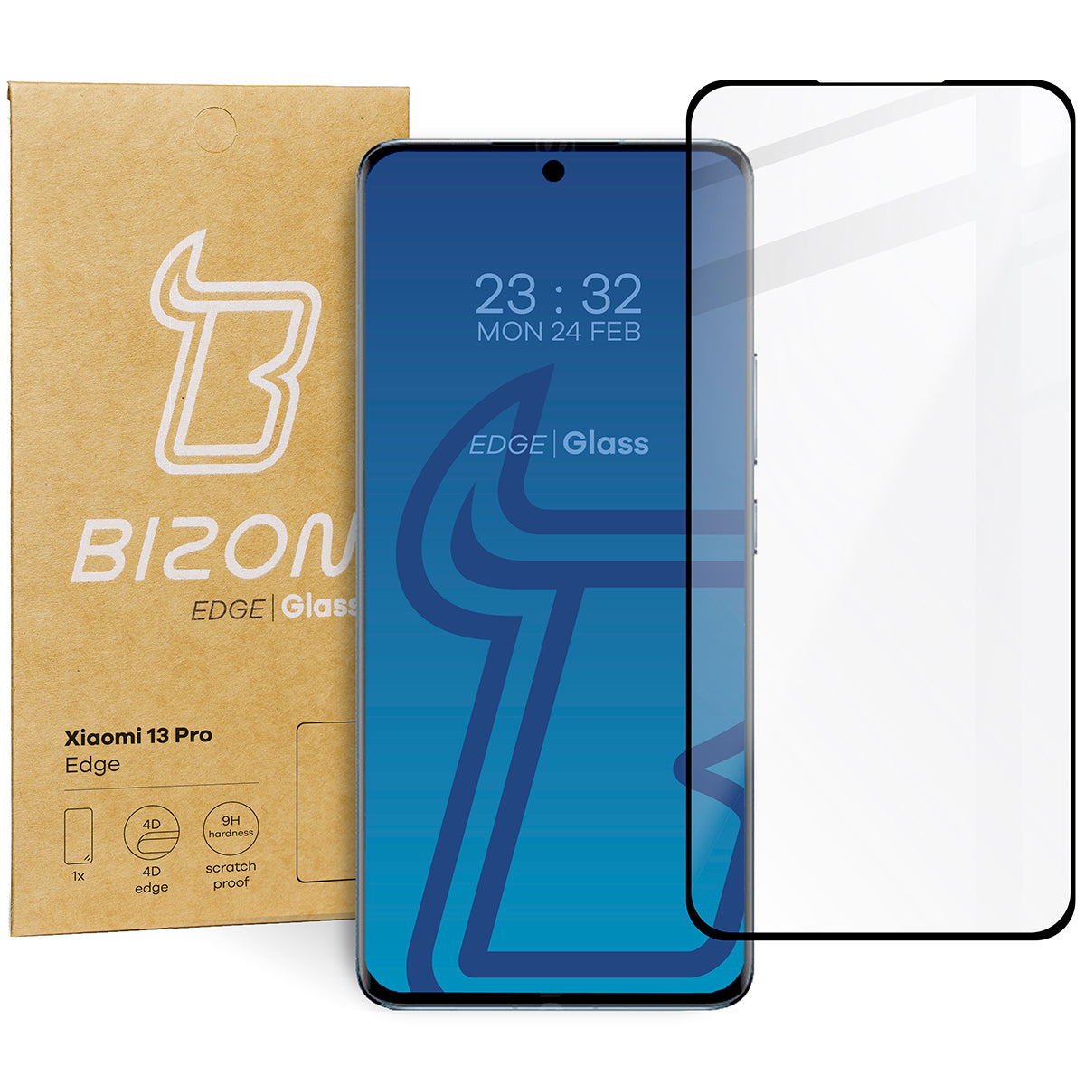 Gehärtetes Glas Bizon Glass Edge für Xiaomi 13 Pro, Schwarz