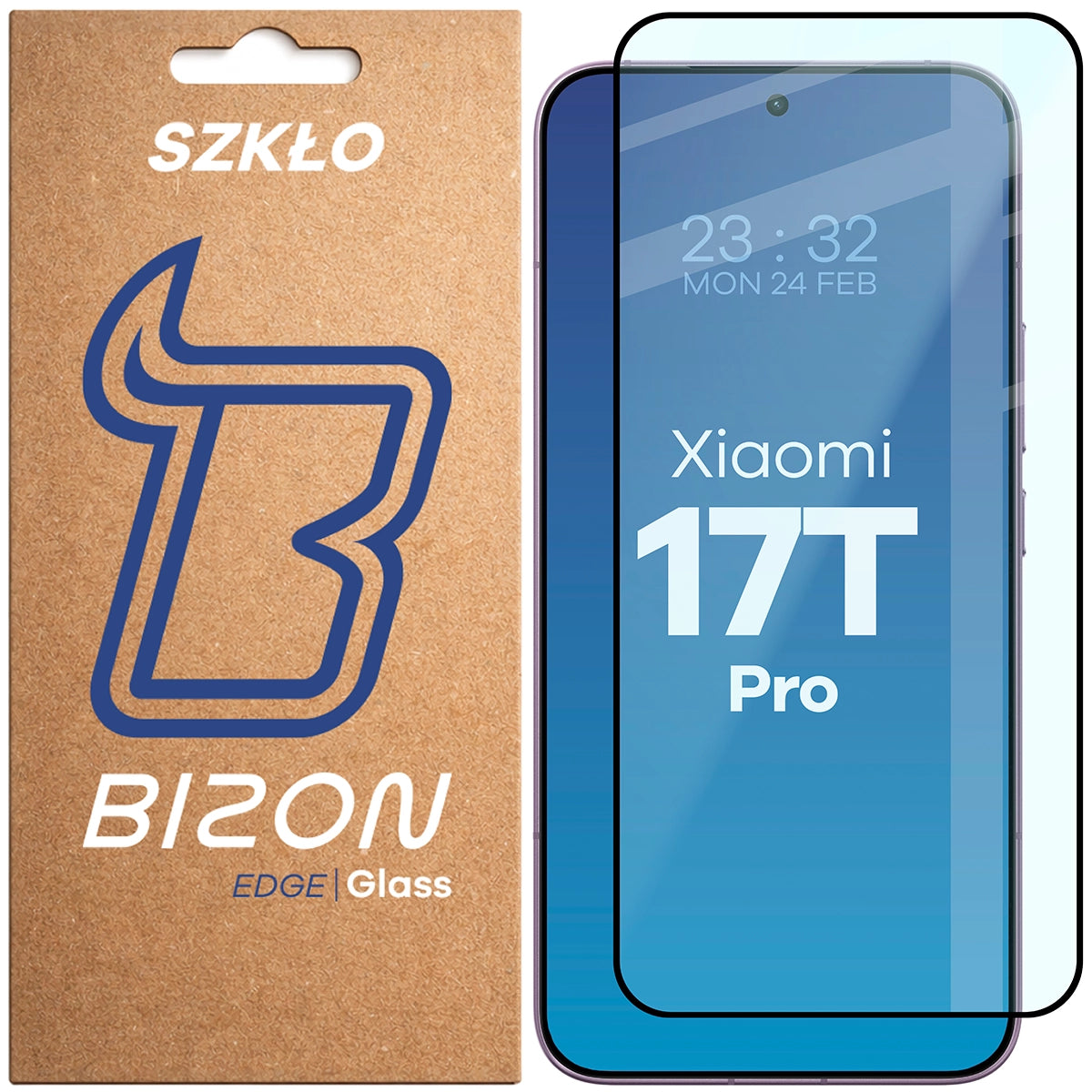 Gehärtetes Glas für Xiaomi 17T Pro, Bizon Glass Edge, Schwarzer Rahmen