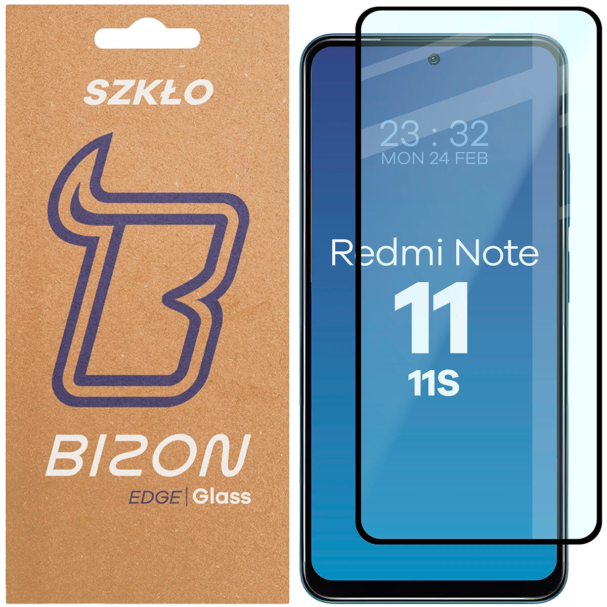 Gehärtetes Glas Bizon Glass Edge für Redmi Note 11 / 11s, Schwarz