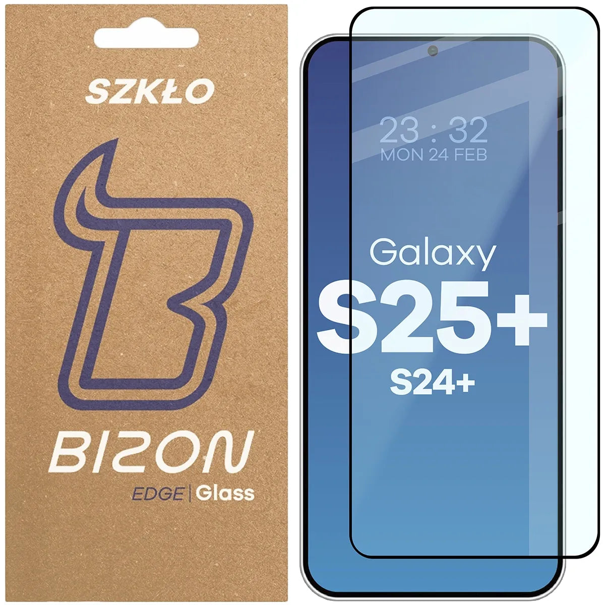 Gehärtetes Glas für Galaxy S25 Plus / S24 Plus, Bizon Glass Edge, schwarz