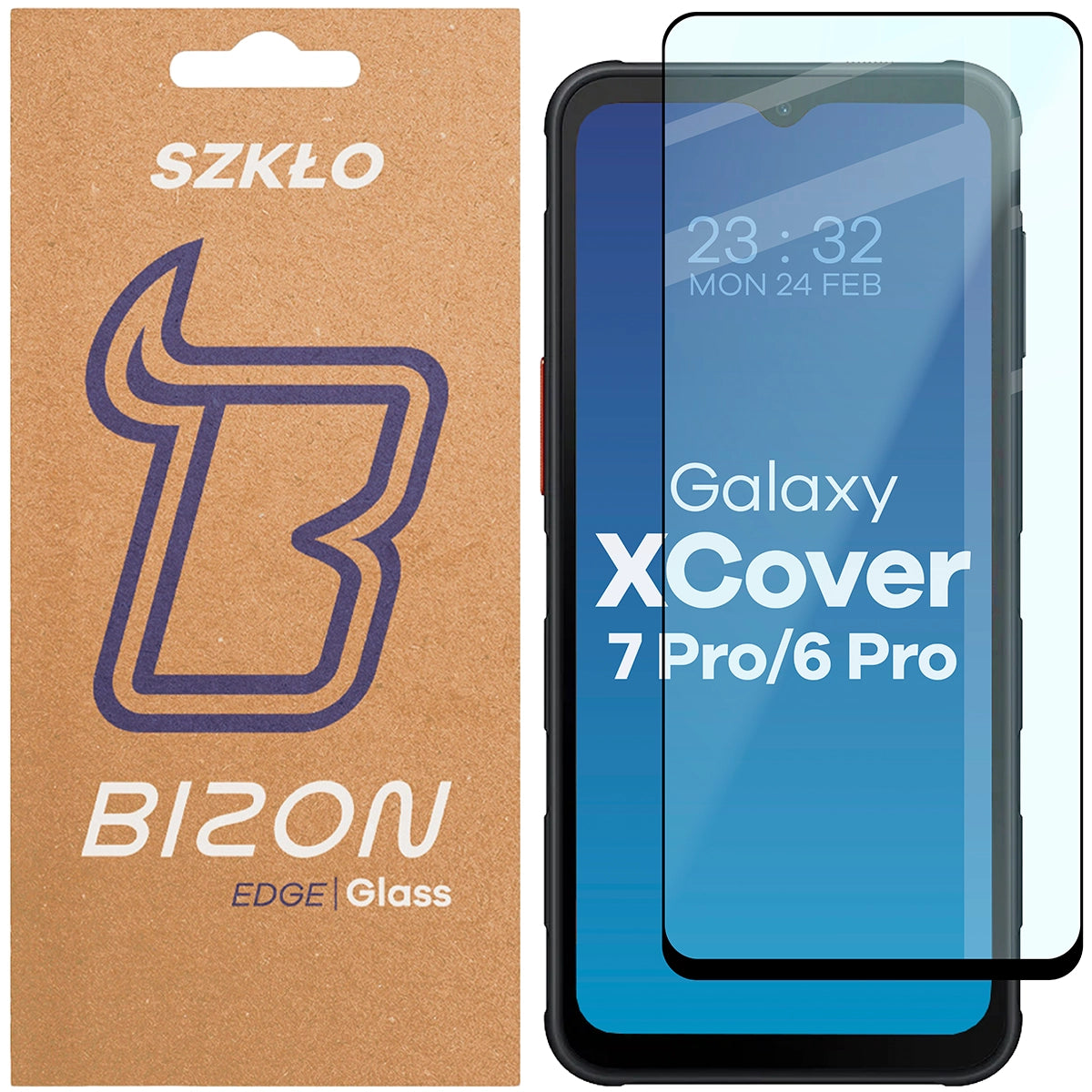 Gehärtetes Glas Bizon Glass Edge 2 für Galaxy XCover 7 Pro / 6 Pro, schwarz