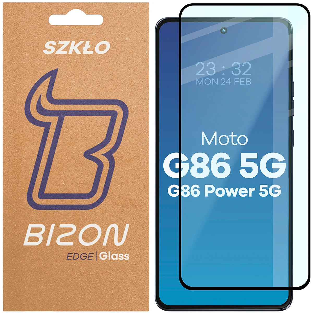 Gehärtetes Glas für Motorola Moto G86 5G / G86 Power 5G, Bizon Glass Edge 2, Schwarzer Rahmen