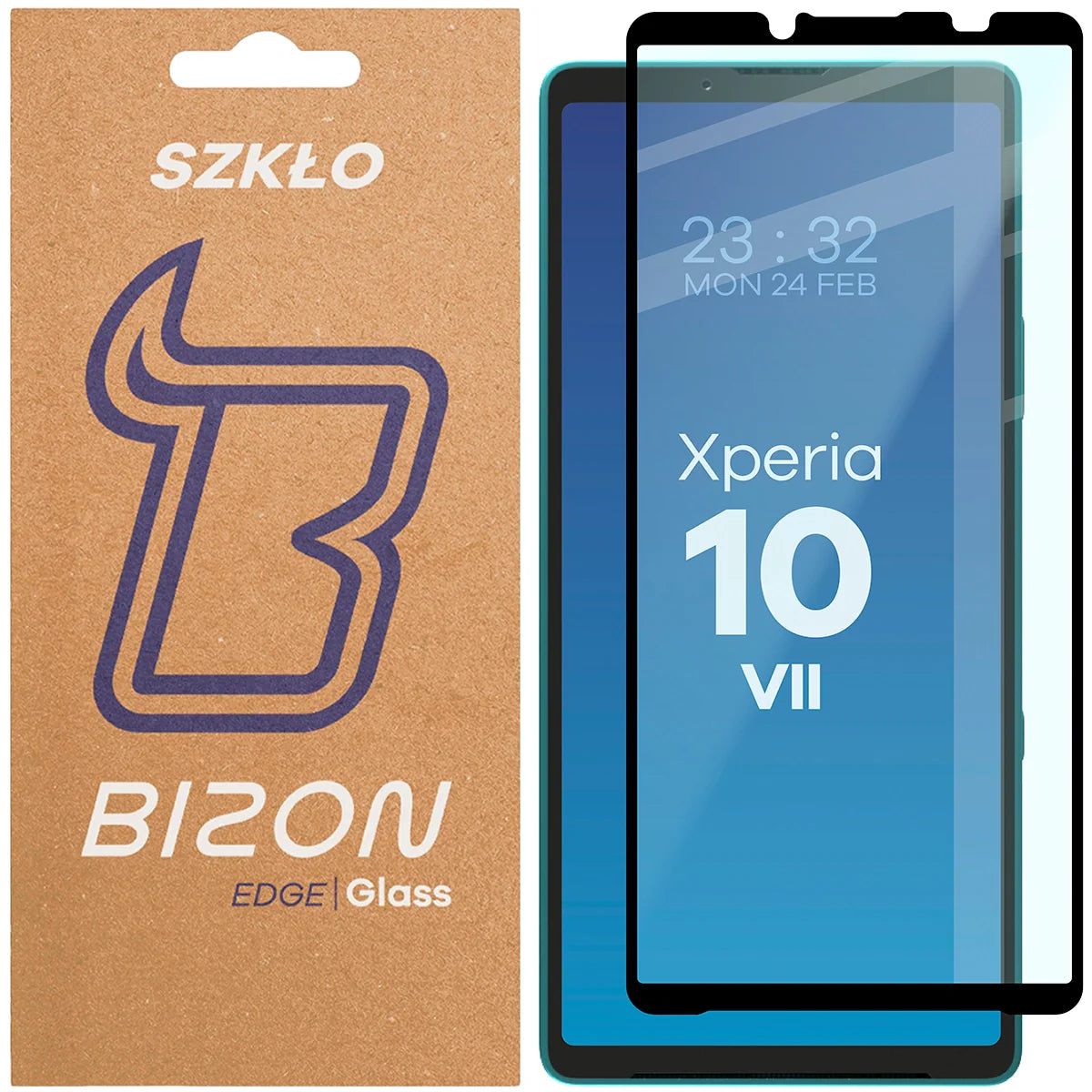 Gehärtetes Glas für Sony Xperia 10 VII, Bizon Glass Edge, Schwarzer Rahmen