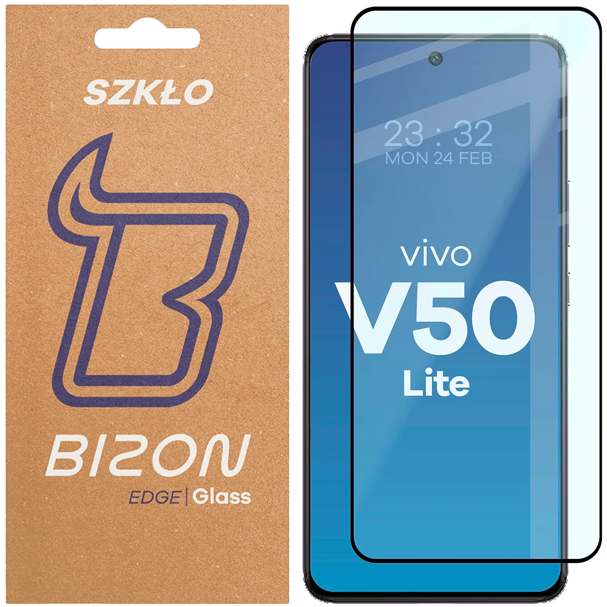 Gehärtetes Glas für Vivo V50 Lite 4G / 5G, Bizon Glass Edge 2, Schwarzer Rahmen