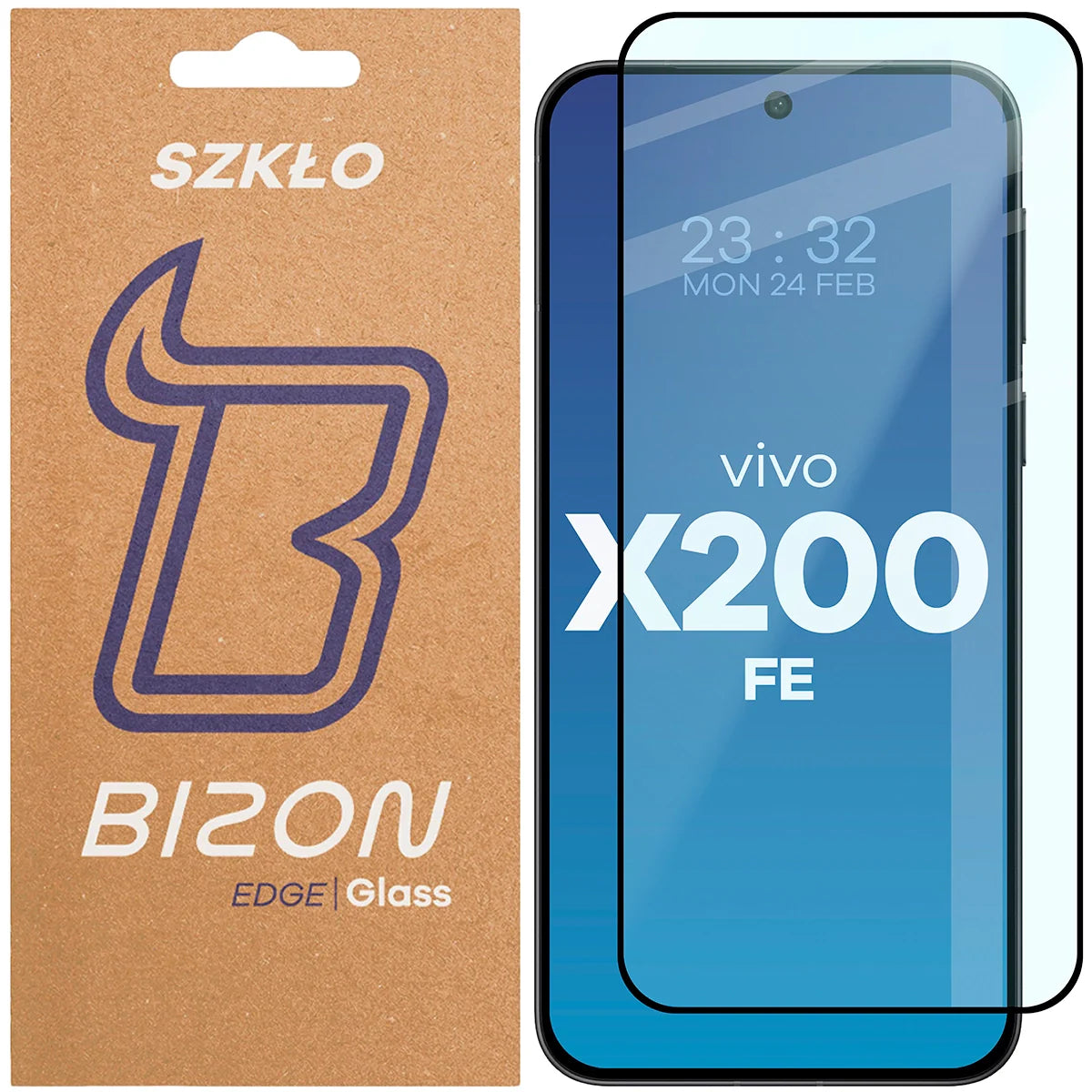 Gehärtetes Glas für Vivo X200 FE, Bizon Glass Edge 2, Schwarzer Rahmen