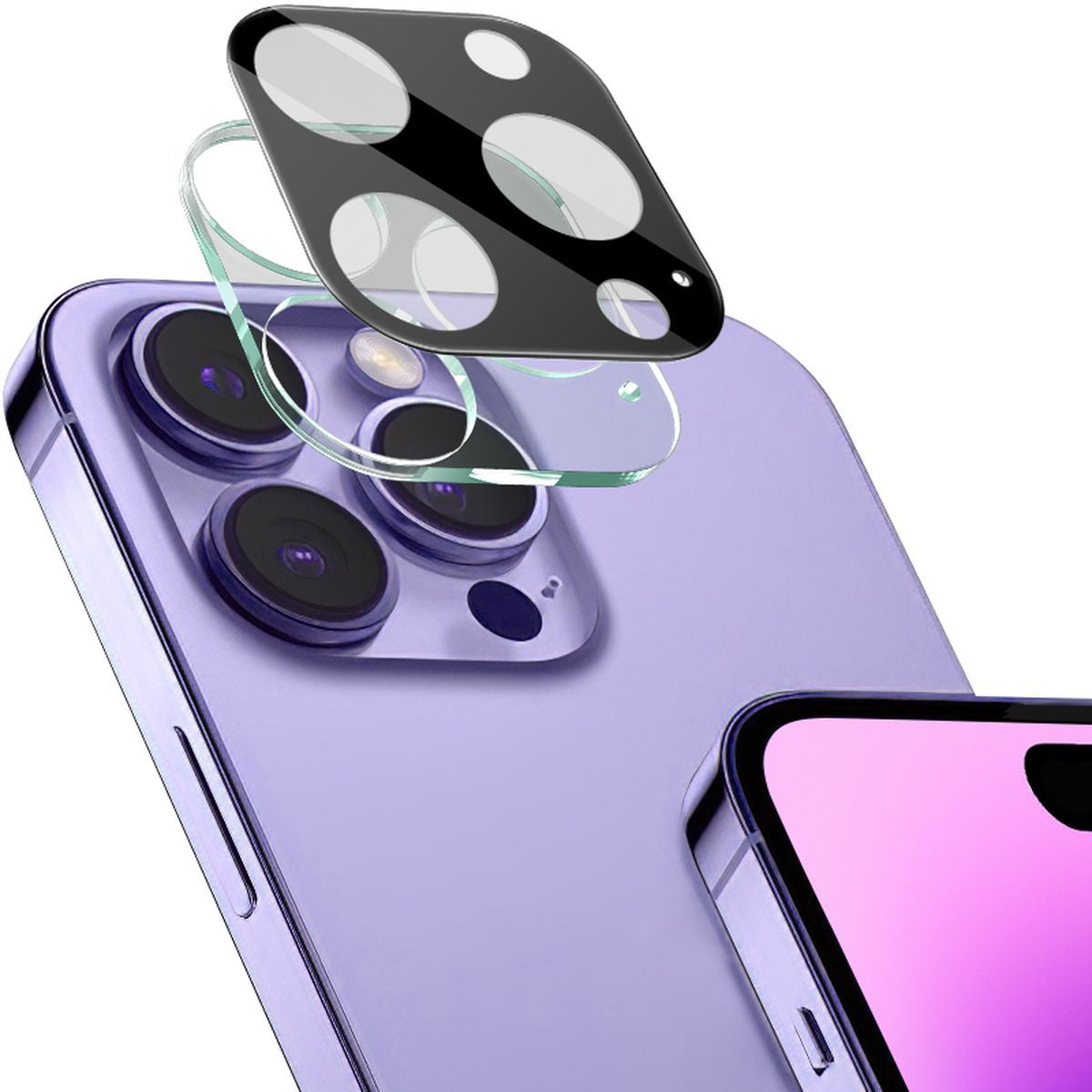Gehärtetes Glas - 2 Stück + Kameraschutz für iPhone 16 Pro Max, Bizon Glass Edge 2 Pack, Schwarz
