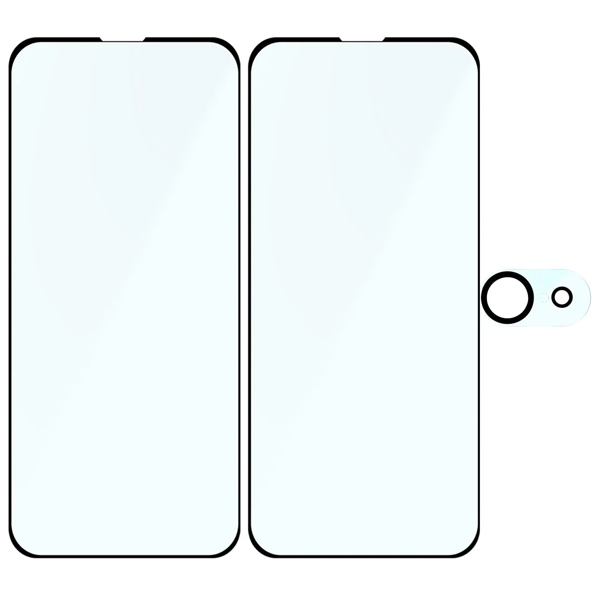Gehärtetes Glas - 2 Stück + Kameraschutz für iPhone 16e, Bizon Glass Edge 2 Pack, Schwarz