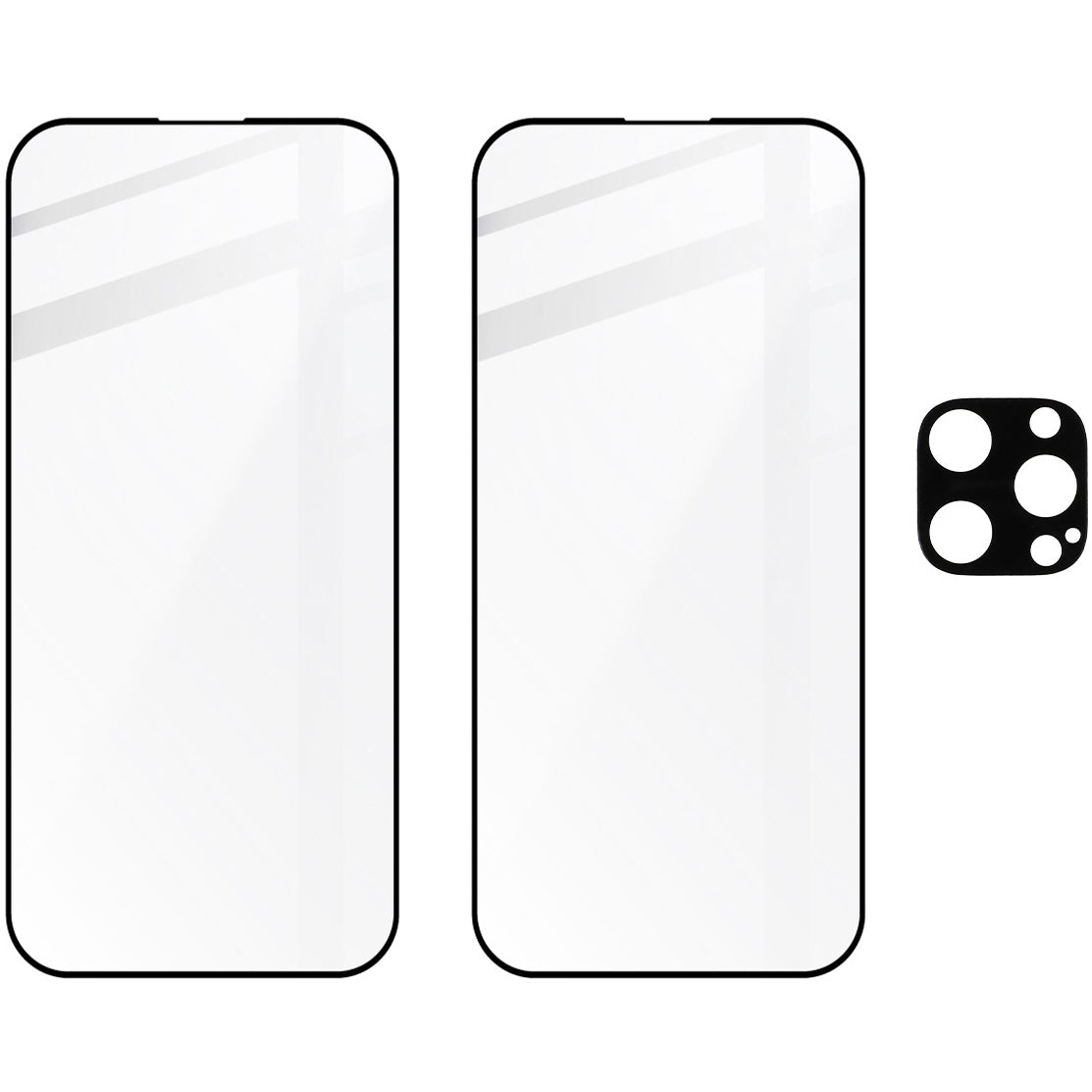 Gehärtetes Glas Bizon Glass Edge 2 Pack - 2 Stück + Kameraschutz für iPhone 15 Pro, Schwarz