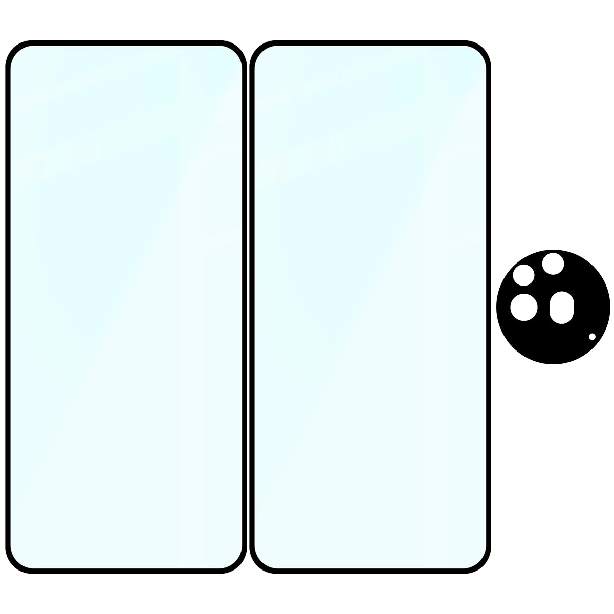 Gehärtetes Glas - 2 Stück + Kameraschutz für Nothing Phone (3a) Pro, Bizon Glass Edge Pack, Schwarz