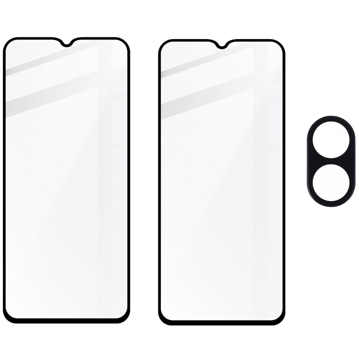 Gehärtetes Glas 2 Stück + Kameraschutz für Oppo A38 4G, Bizon Glass Edge 2 Pack, Schwarz