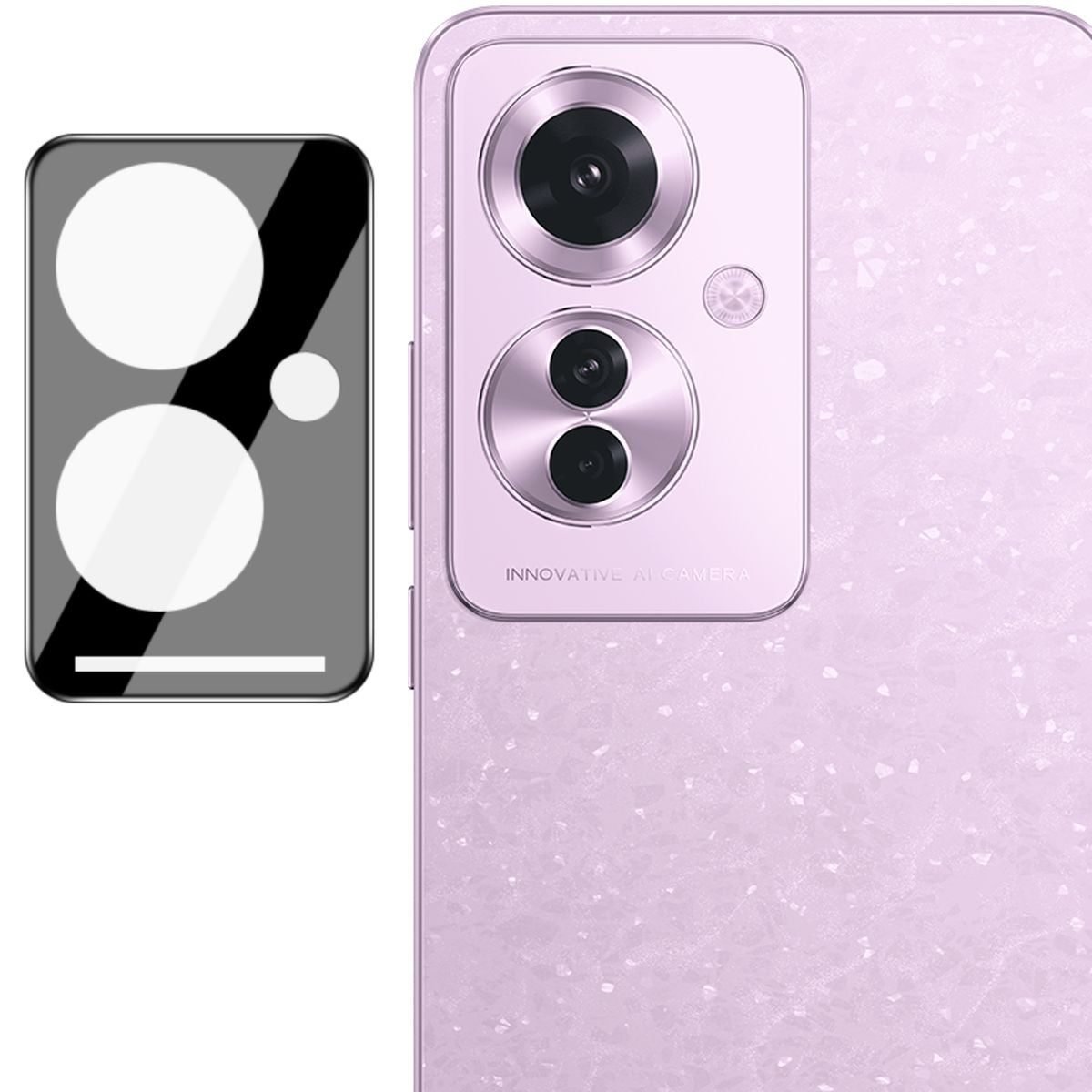 Gehärtetes Glas 2 Stück + Kameraschutz für Oppo Reno11 F 5G, Bizon Glass Edge Pack, Schwarz