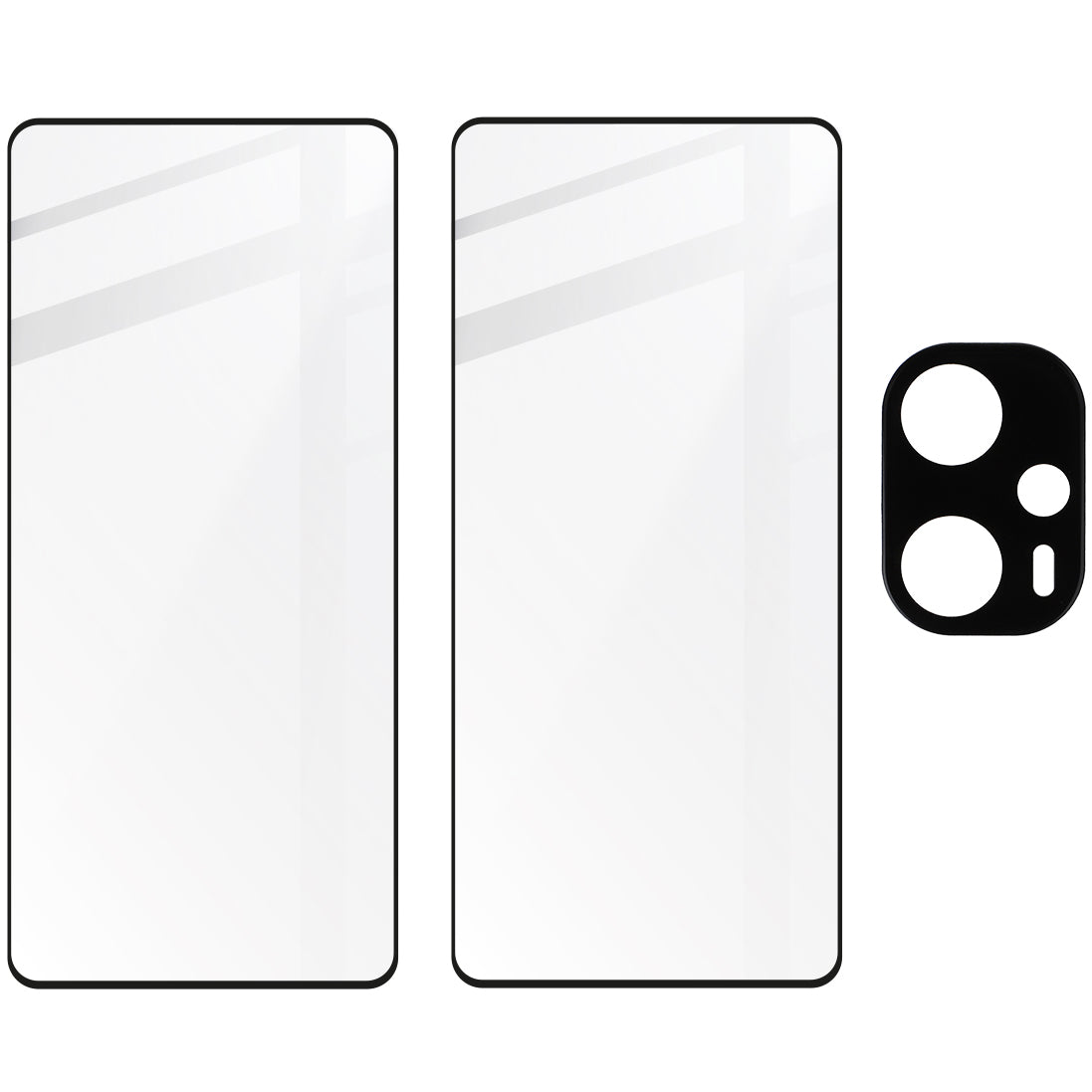 Gehärtetes Glas Bizon Glass Edge Pack - 2 Stück + Kameraschutz für Xiaomi Poco F5, Schwarz