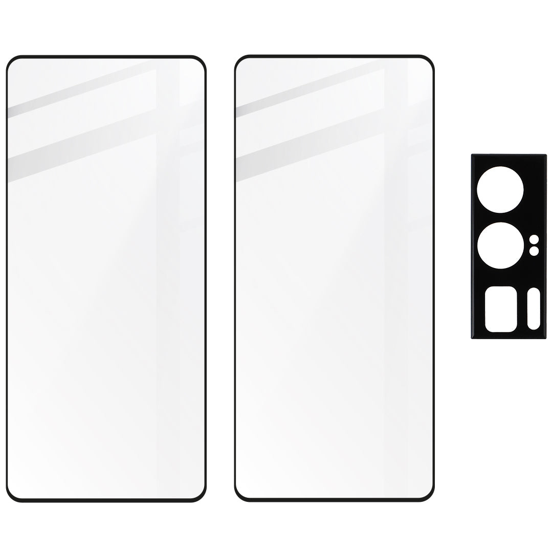 Gehärtetes Glas Bizon Glass Edge 2 Pack - 2 Stück + Kameraschutz für Xiaomi Poco F5 Pro, Schwarz