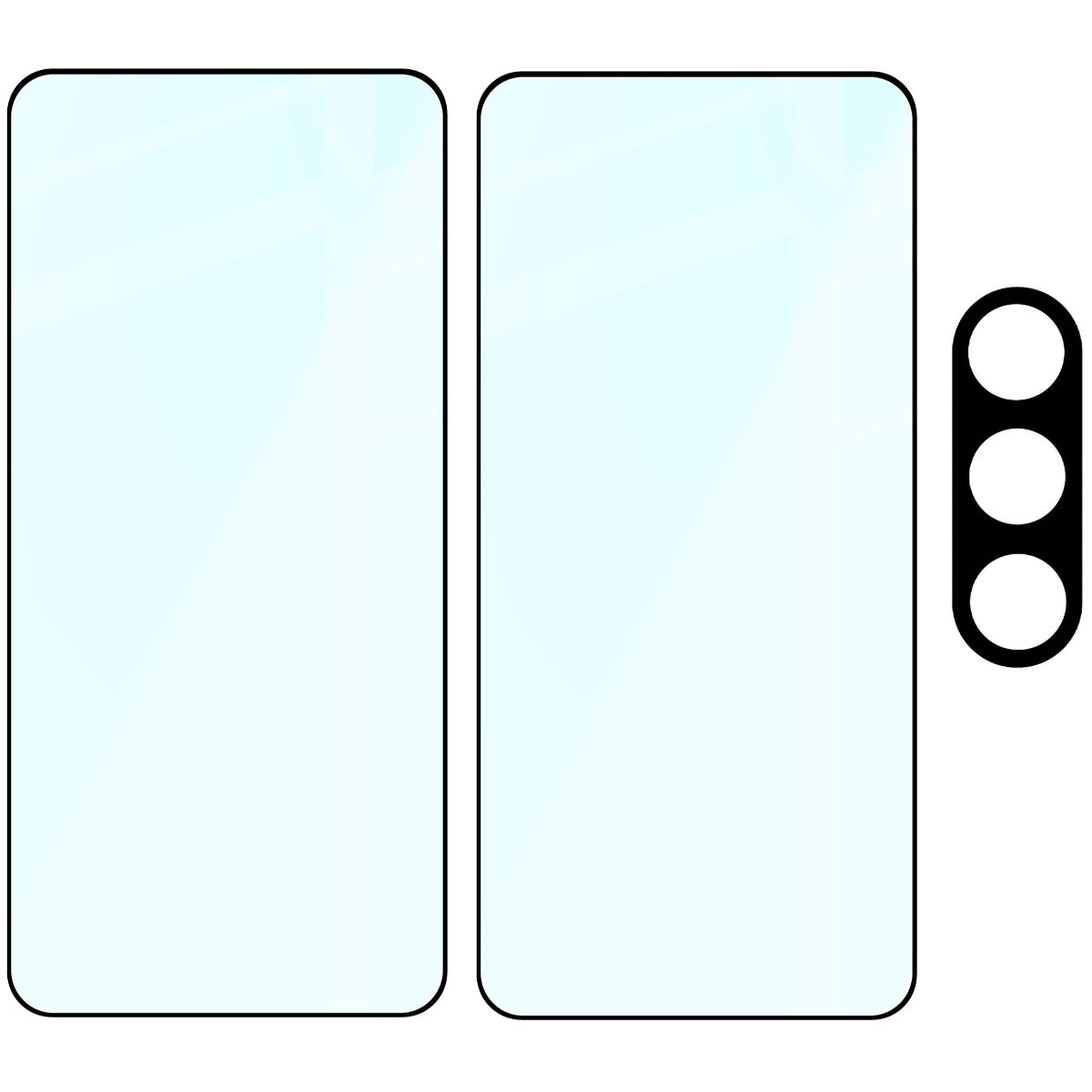 Gehärtetes Glas - 2 Stück + Kameraschutz für Galaxy S25, Bizon Glass Edge 2 Pack, Schwarz