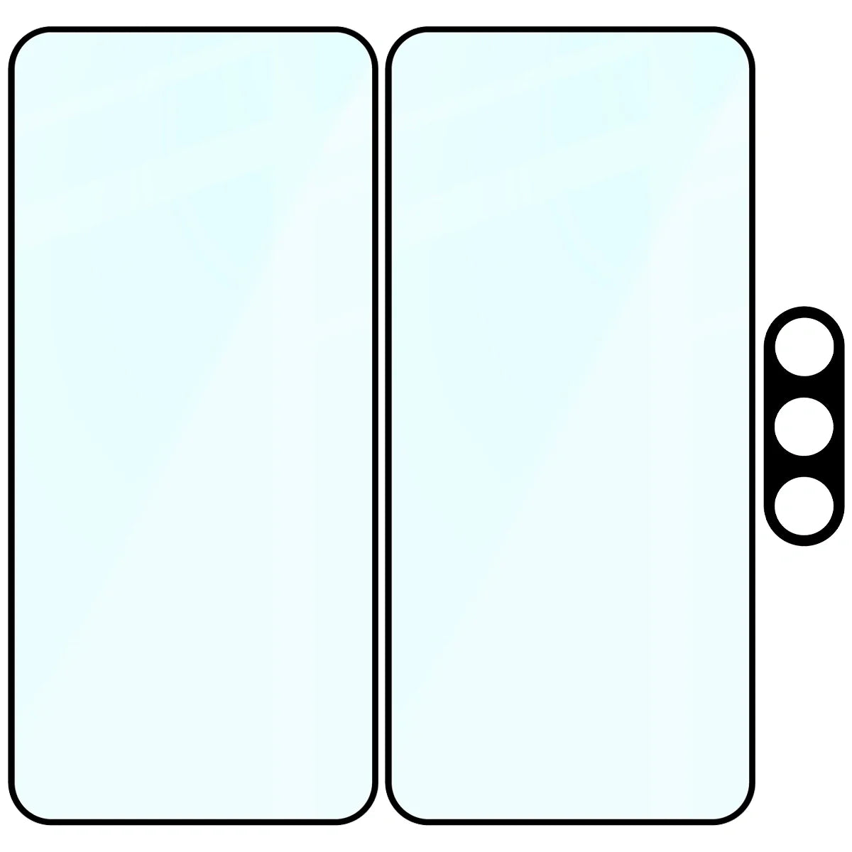 Gehärtetes Glas - 2 Stück + Kameraschutz für Galaxy S25 FE, Bizon Glass Edge Pack, Schwarz