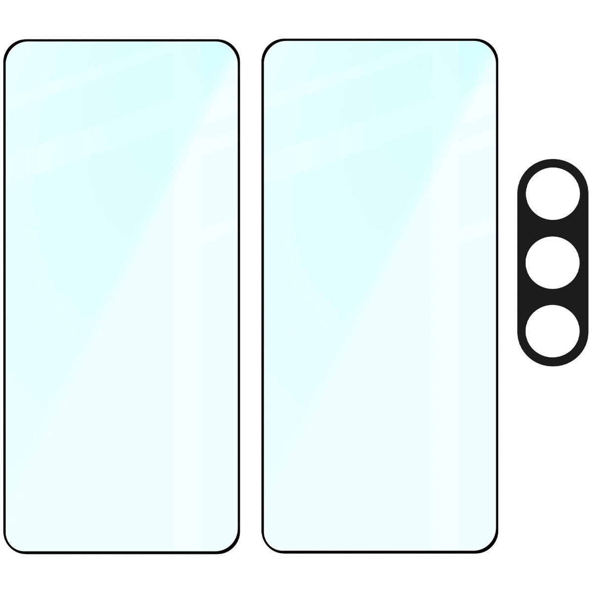 Gehärtetes Glas - 2 Stück + Kameraschutz für Galaxy S25 Plus, Bizon Glass Edge 2 Pack, Schwarz