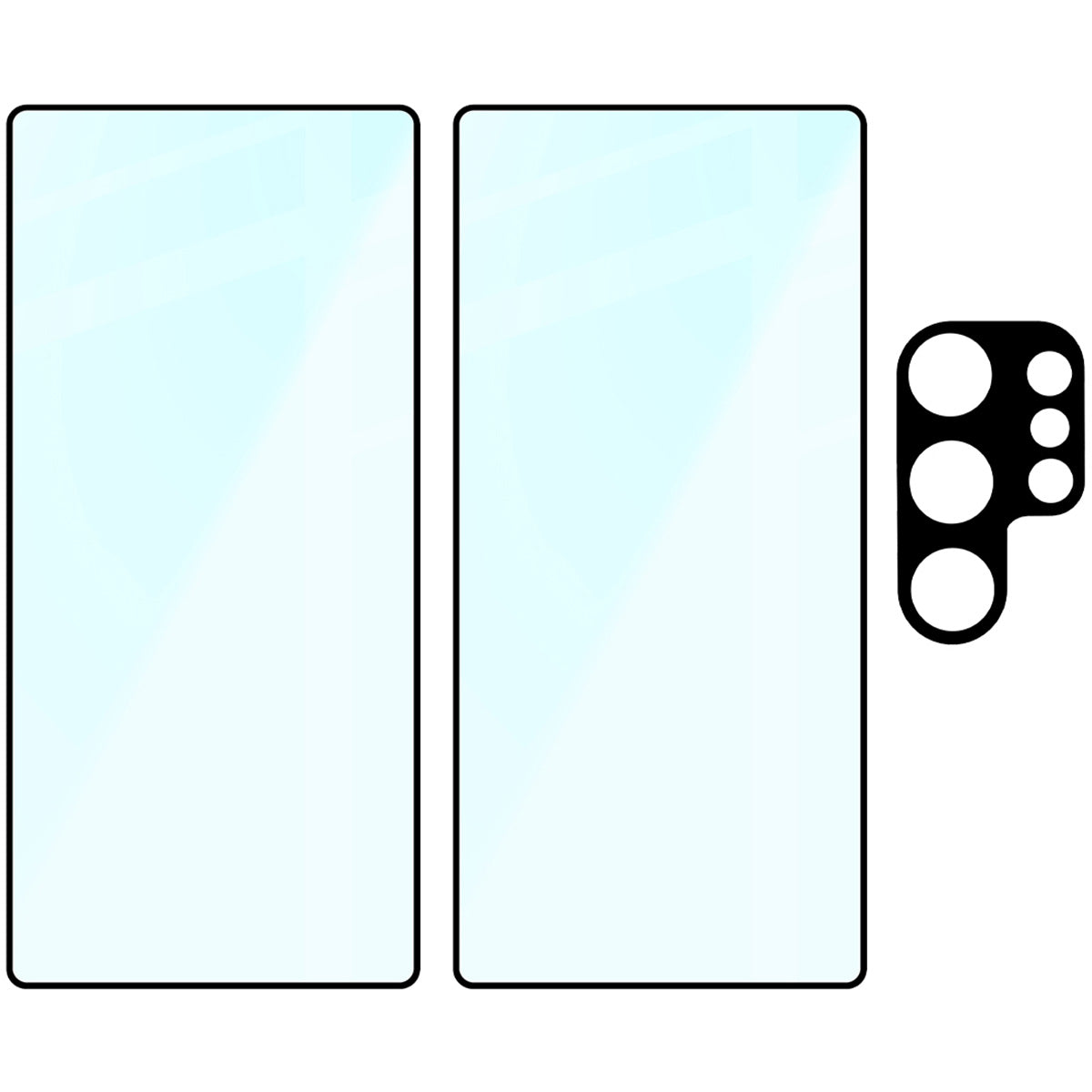 Gehärtetes Glas - 2 Stück + Kameraschutz für Galaxy S25 Ultra, Bizon Glass Edge Pack, Schwarz