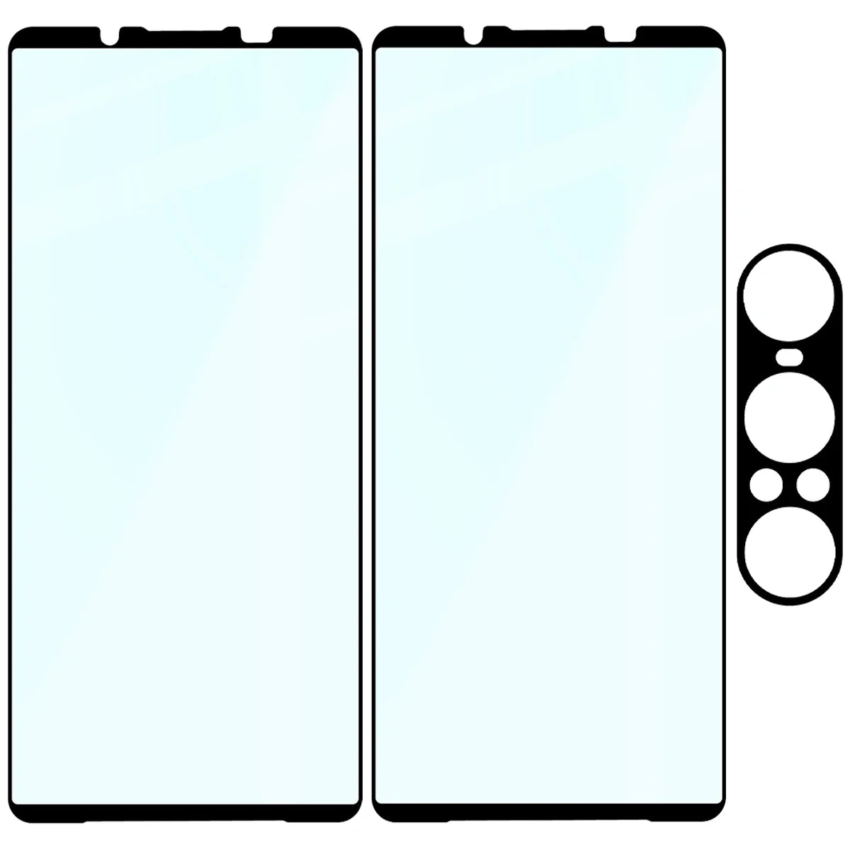 Gehärtetes Glas - 2 Stück + Kameraschutz für Sony Xperia 1 VII, Bizon Glass Edge Pack, Schwarz