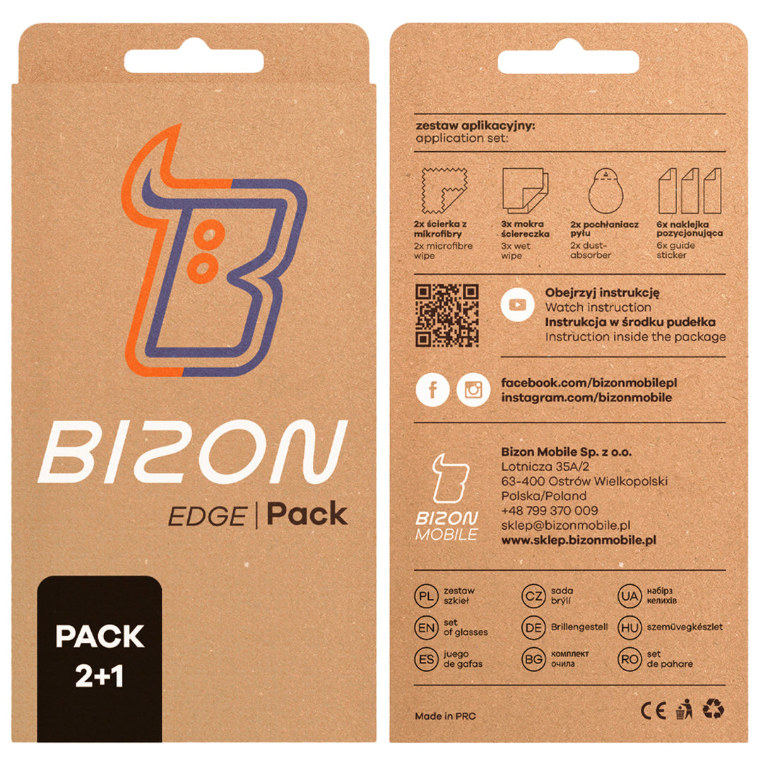 Gehärtetes Glas - 2 Stück + Kameraschutz für Xiaomi Poco F7 Pro, Bizon Glass Edge 2 Pack, Schwarz