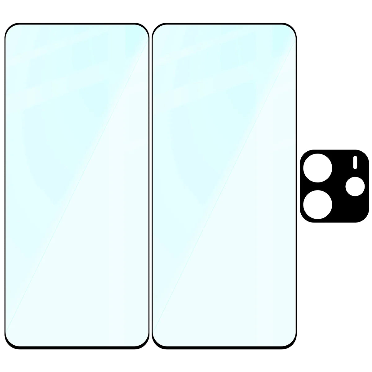 Gehärtetes Glas - 2 Stück + Kameraschutz für Xiaomi Redmi Note 14 5G, Bizon Glass Edge Pack, Schwarz