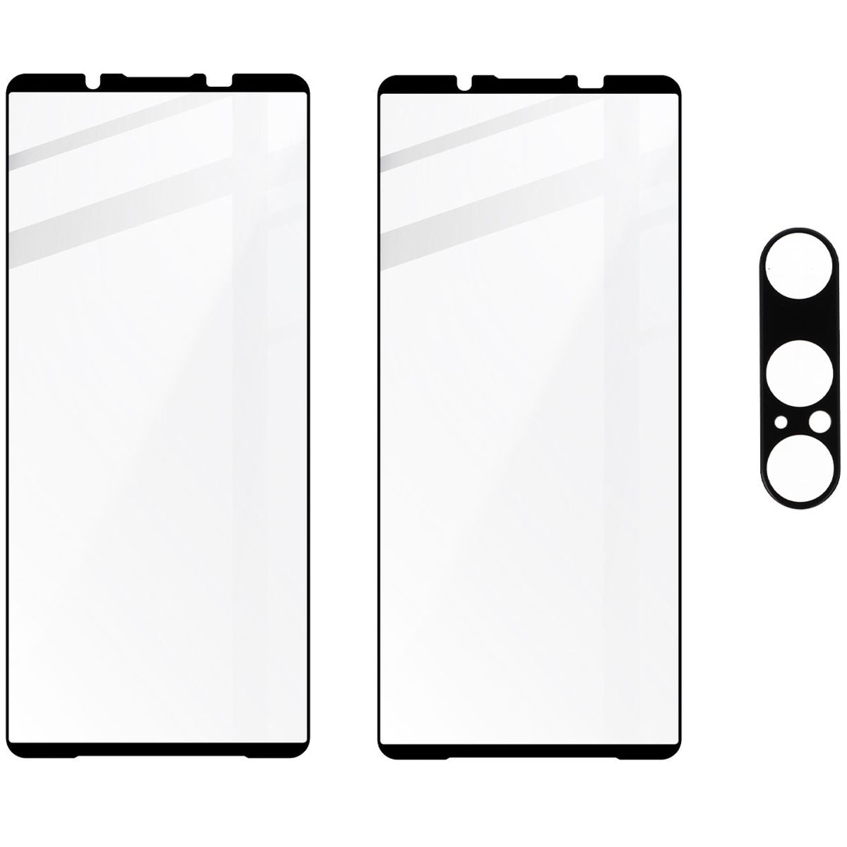 Gehärtetes Glas 2 Stück + Kameraschutz für Sony Xperia 1 VI, Bizon Glass Edge 2 Pack, Schwarz
