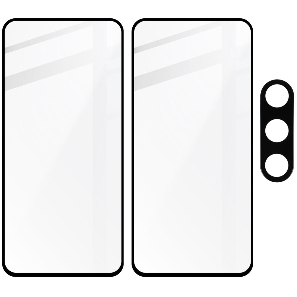 Gehärtetes Glas 2 Stück + Kameraschutz für Galaxy A55 5G, Bizon Glass Edge Pack, Schwarz