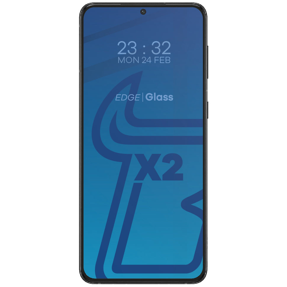 Gehärtetes Glas Bizon Glass Edge - 2 Stück + Kameraschutz für Galaxy S21 Plus 5G, schwarzer Rahmen