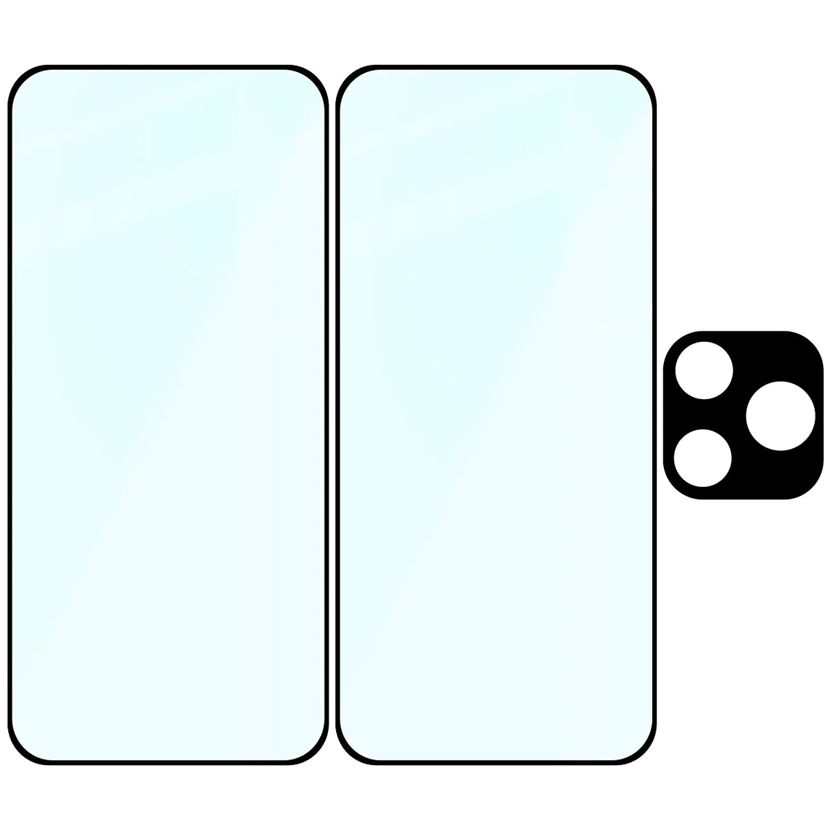Gehärtetes Glas - 2 Stück + Kameraschutz für Honor 600 Lite 5G, Bizon Glass Edge Pack, Schwarz