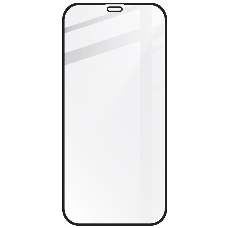 Gehärtetes Glas Bizon Glass Edge CF - 2 Stück + Kameraschutz für iPhone 12 Mini, schwarzer Rahmen