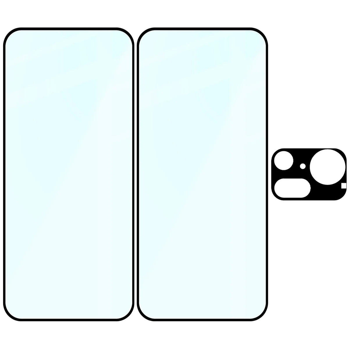 Gehärtetes Glas - 2 Stück + Kameraschutz für Nothing Phone (4a) Pro, Bizon Glass Edge Pack, Schwarz
