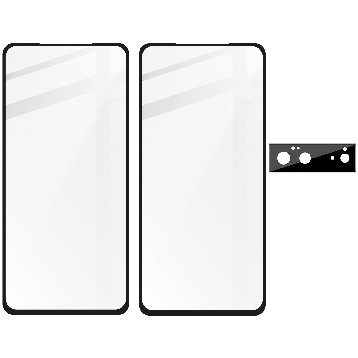 Gehärtetes Glas Bizon Glass Edge - 2 Stück + Kameraschutz für Google Pixel 6, Schwarz