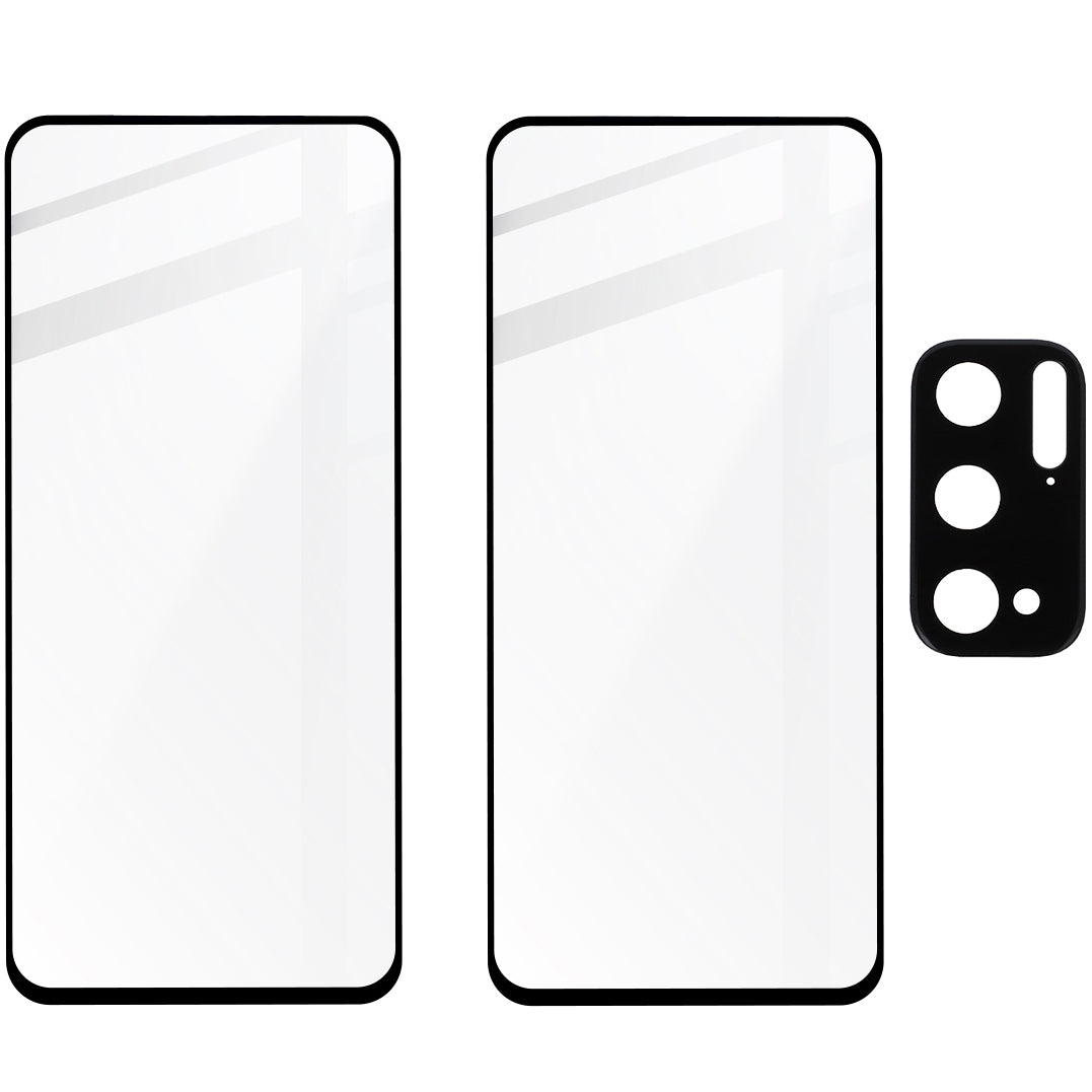 Gehärtetes Glas Bizon Glass Edge - 2 Stück + Kameraschutz für Xiaomi Redmi Note 10 5G, Schwarz