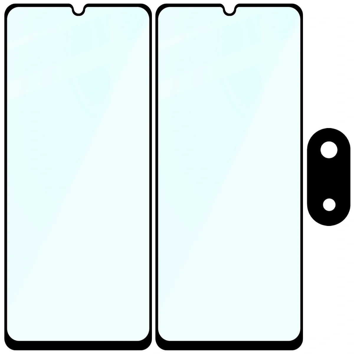 Gehärtetes Glas - 2 Stück + Kameraschutz für Galaxy A07 4G, Bizon Glass Edge Pack, Schwarz
