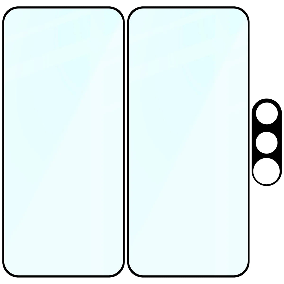 Gehärtetes Glas - 2 Stück + Kameraschutz für Vivo V70 FE 5G, Bizon Glass Edge Pack, Schwarz