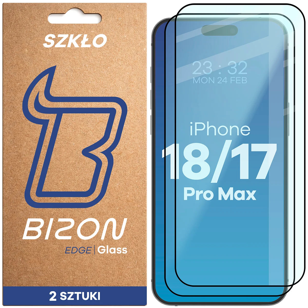 Gehärtetes Glas für iPhone 18 Pro Max / 17 Pro Max, Bizon Glass Edge Duo, , 2 Stück (1/4)