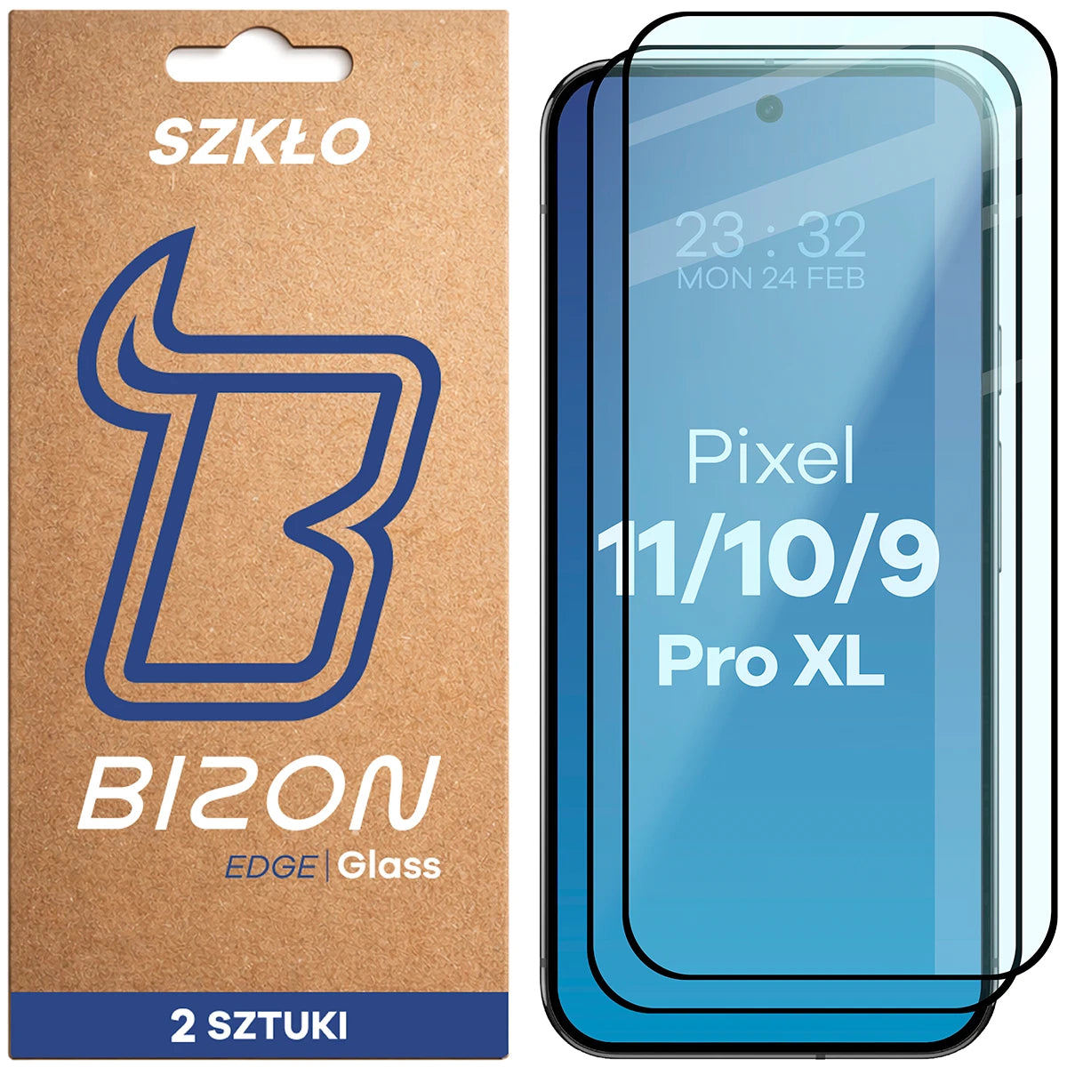Gehärtetes Glas für Google Pixel 11 Pro XL / 10 Pro XL / 9 Pro XL, Bizon Glass Edge Duo, Schwarzer Rahmen, 2 Stück
