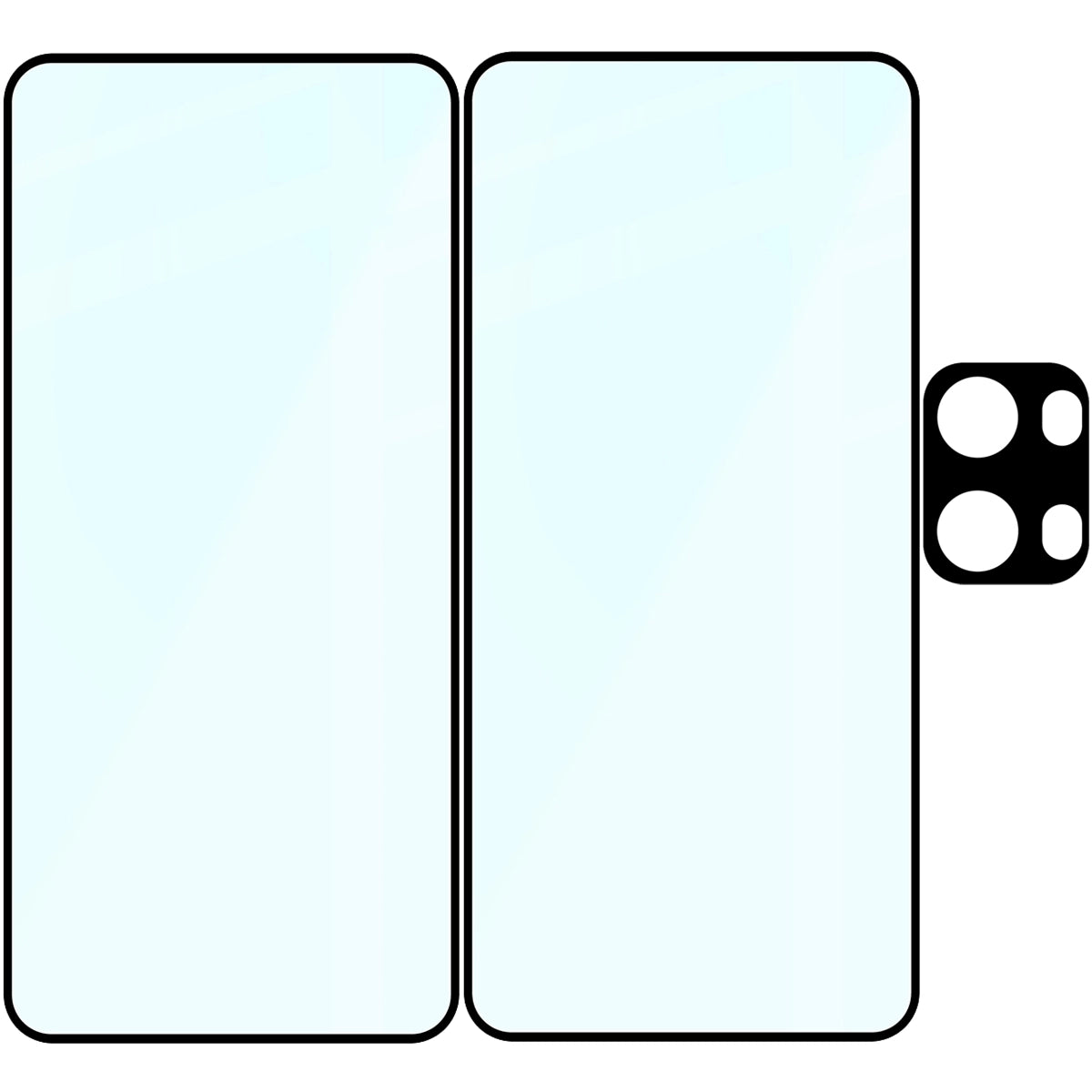 Gehärtetes Glas - 2 Stück + Kameraschutz für Oppo Reno13 Pro, Bizon Glass Edge 3D Pack, Schwarz