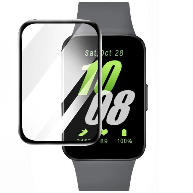 Hybrides Glas für Galaxy Fit 3, Bizon Glass Watch Edge Hybrid, Schwarz