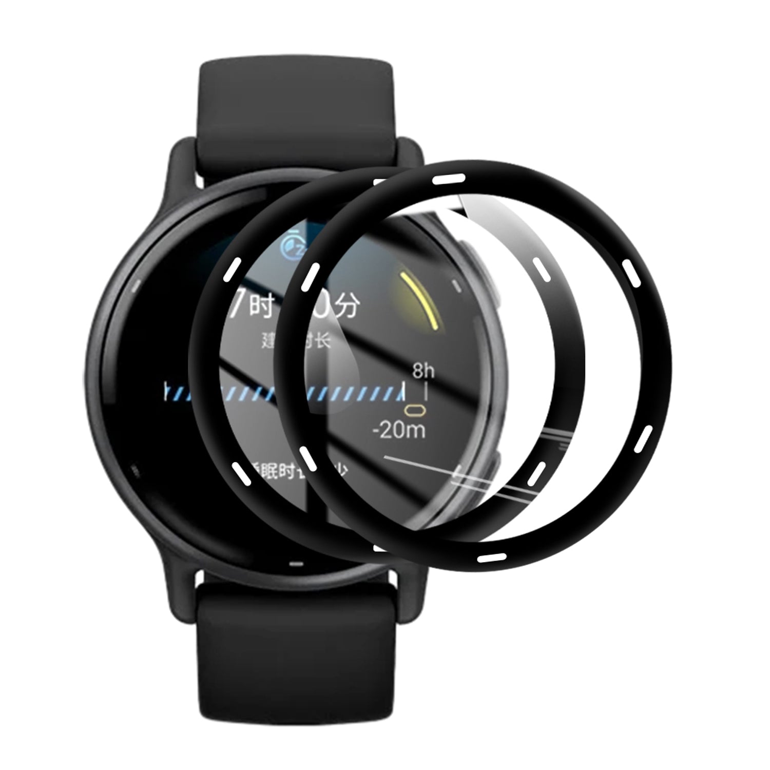 Hybrides Glas Bizon Glass Watch Edge Hybrid für Garmin Vivoactive 5, Schwarz