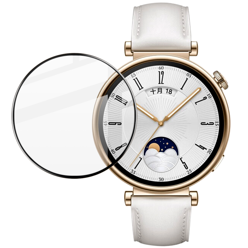 Hybrides Glas Bizon Glass Watch Edge Hybrid für Huawei Watch GT 4 41 mm, Schwarz