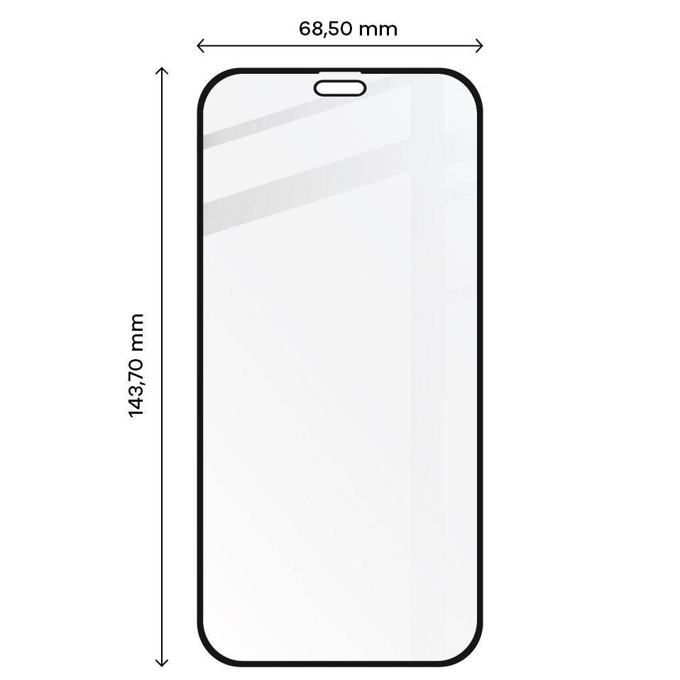 Gehärtetes Glas Bizon Glass Edge für iPhone 12 / 12 Pro, schwarzer Rahmen