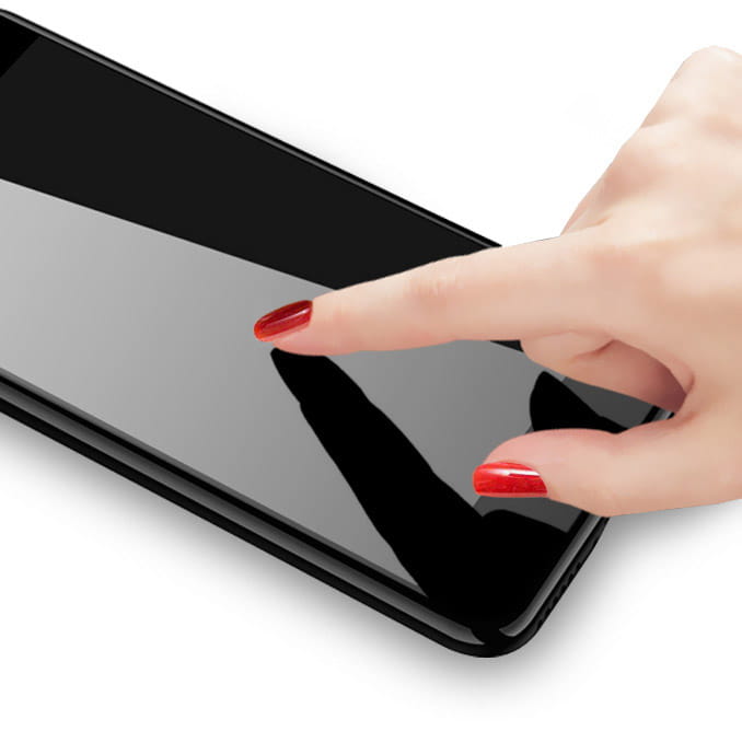 Gehärtetes Glas Bizon Glass Edge für iPhone 12 Pro Max, schwarzer Rahmen