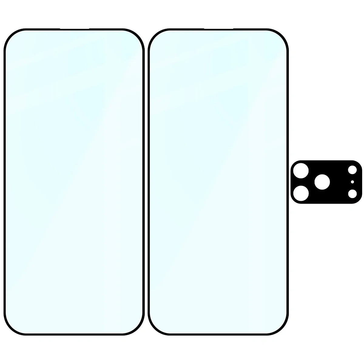 Gehärtetes Glas - 2 Stück + Kameraschutz für iPhone 17 Pro, Bizon Glass Edge Pack, Schwarz