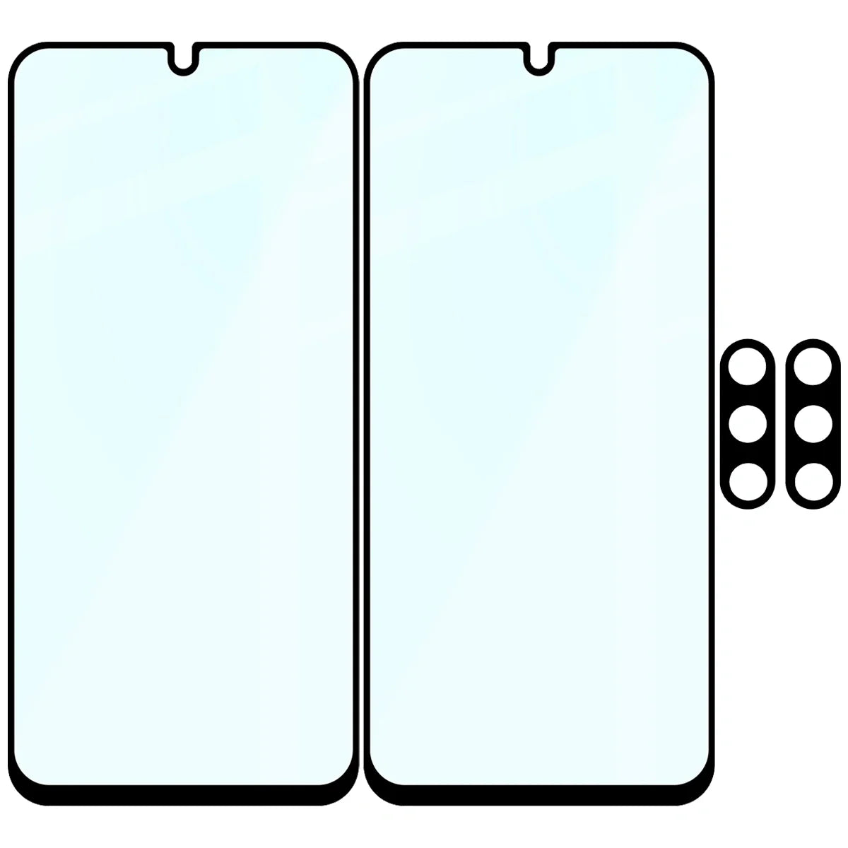 Gehärtetes Glas - 2 Stück + Kameraschutz für Galaxy A17 5G, Bizon Glass Edge Pack, Schwarz