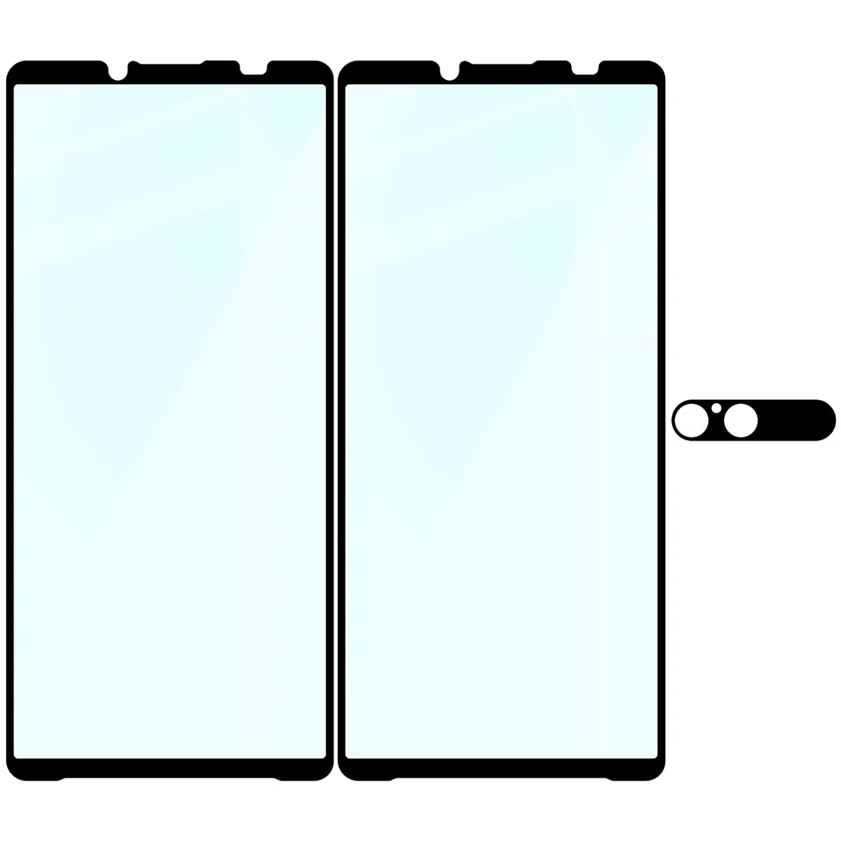 Gehärtetes Glas - 2 Stück + Kameraschutz für Sony Xperia 10 VII, Bizon Glass Edge Pack, Schwarz