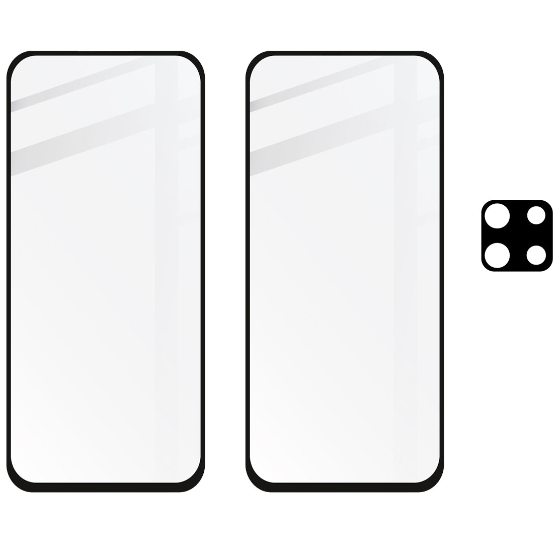 Gehärtetes Glas Bizon Glass Edge CF - 2 Stück + Kameraschutz, Xiaomi Redmi Note 9S / 9 Pro / 9 Pro Max, schwarzer Rahmen
