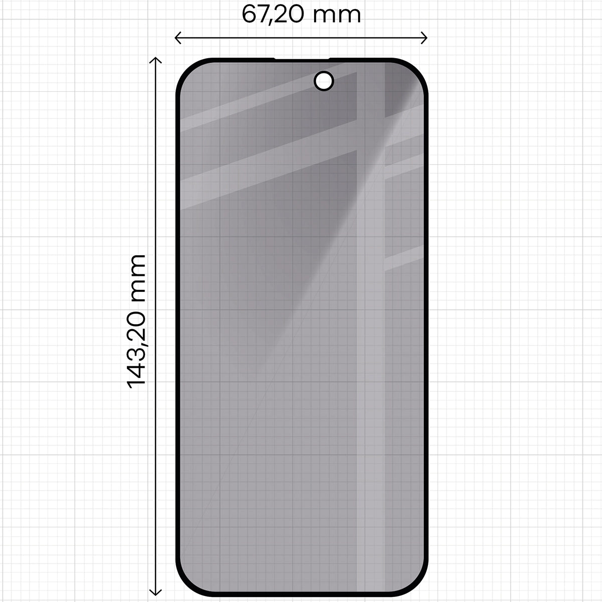 Gehärtetes Glas mit Privatschutzfilter für iPhone 15 Pro, Bizon Glass Edge Shadow, getönt mit schwarzer Rahmen