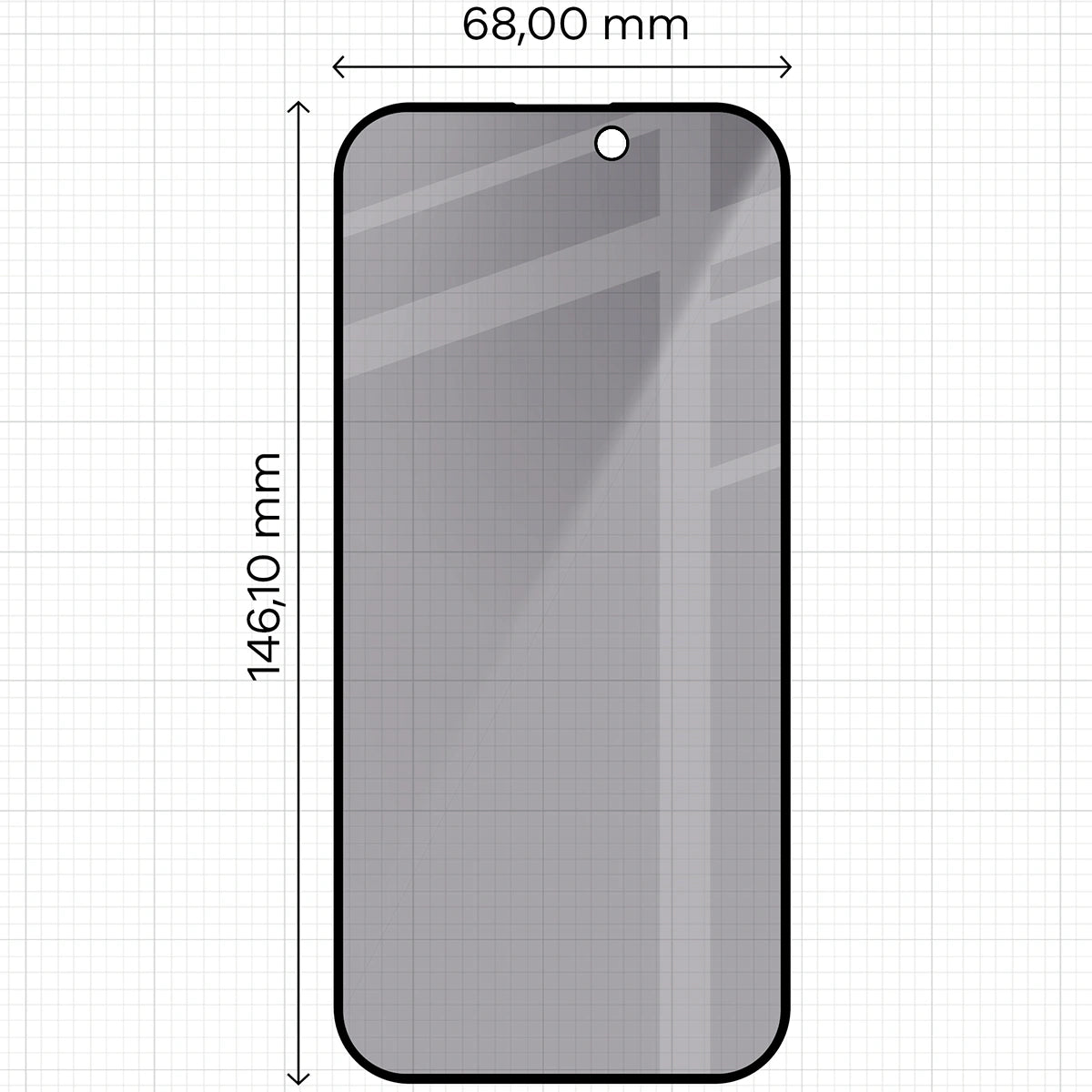 Gehärtetes Glas mit Privatschutzfilter für iPhone 17 / 16 Pro, Bizon Glass Edge Shadow, getönt mit schwarzer Rahmen